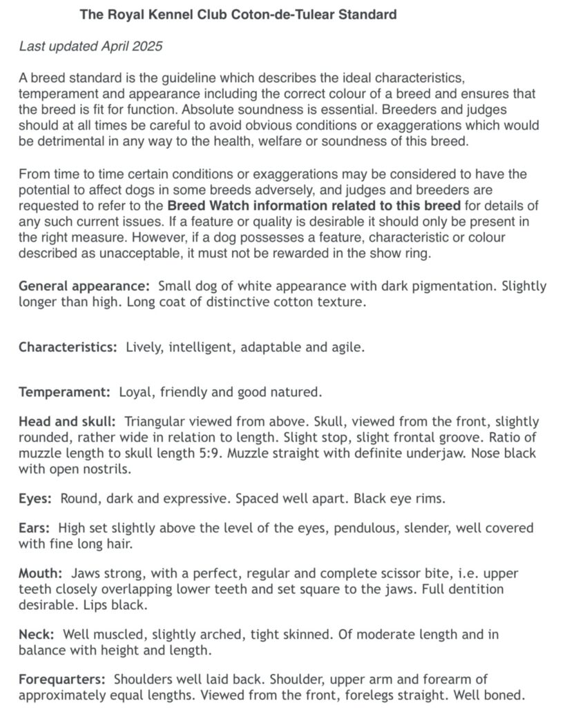The Kennel Club Coton Standard