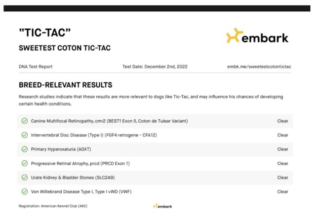Tic-Tak Embark Health Tests